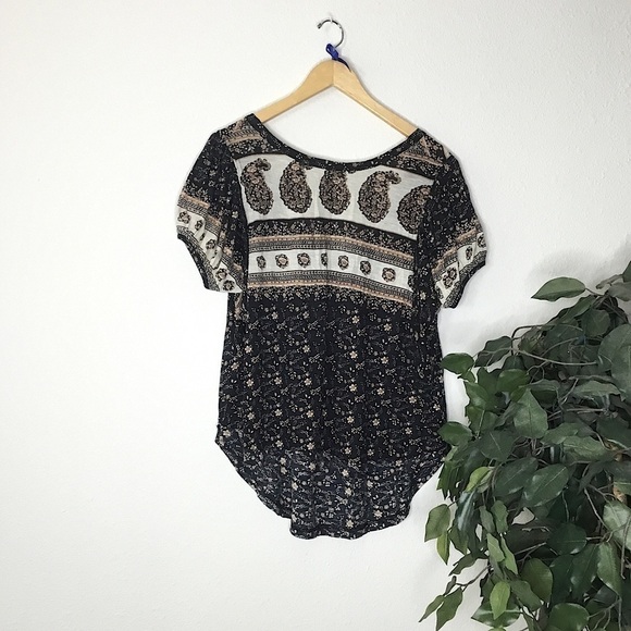 Free People Paisley High Low Cut Top - Picture 1 of 7